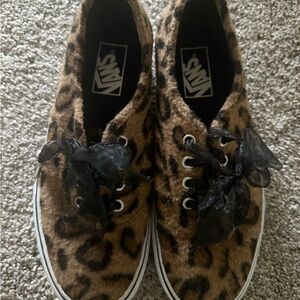 Vans Furry Leopard Sneakers with Sheer Black Laces